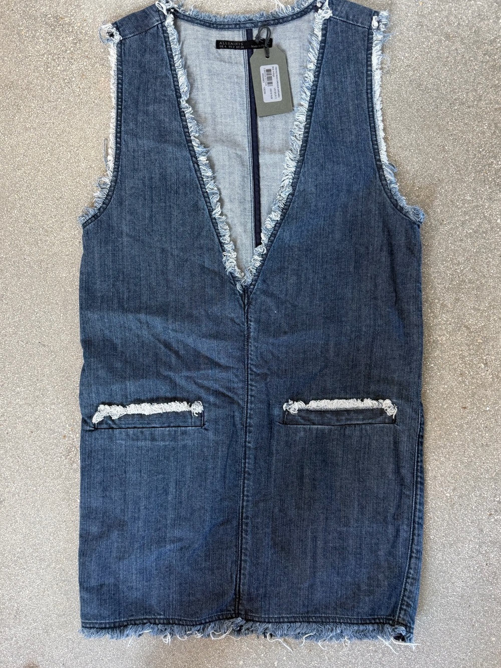 AllSaints Mid Indigo Frayed Denim Dress